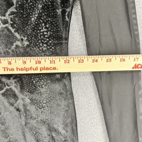 H&M Dress womens 2 Black Velvet Bodycon Sheer long sleeve snake skin print - Picture 9 of 11